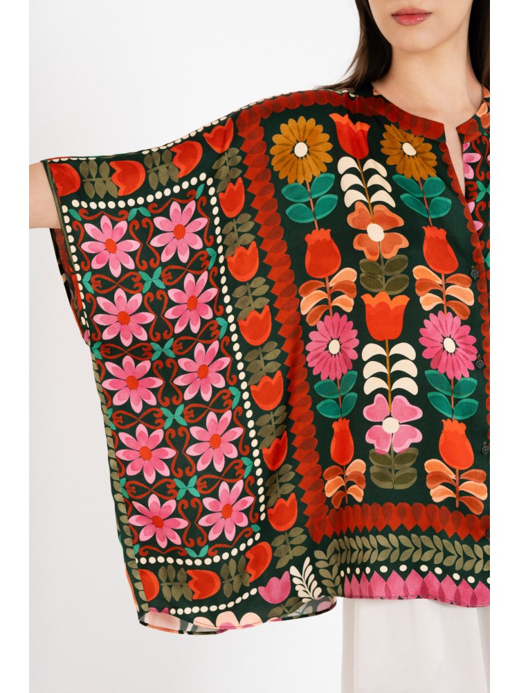 Philosophy red printed batwing sleeve shirt