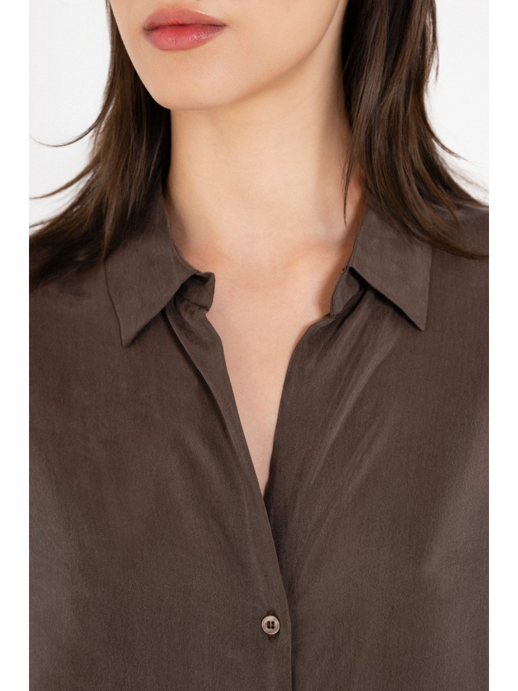 Philosophy brown cupro short-sleeve shirt