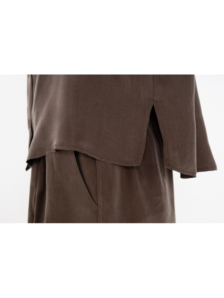 Philosophy brown cupro short-sleeve shirt