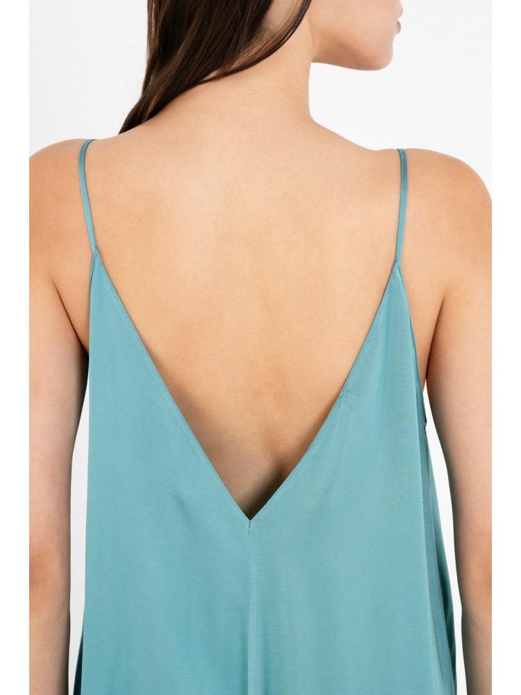 Philosophy teal satin fine ecovero μάξι φόρεμα