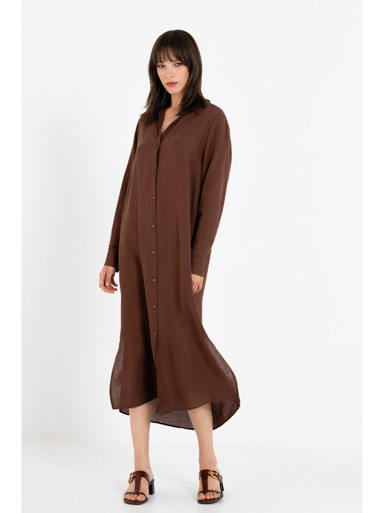 Philosophy brown gauze shirtdress