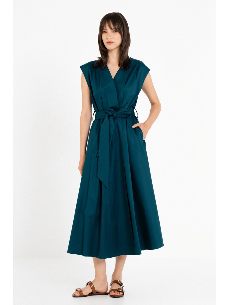 Philosophy dark emerald poplin wrap dress