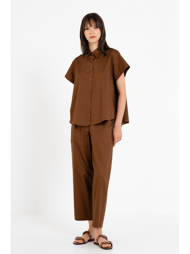 Philosophy brown poplin barrel pants