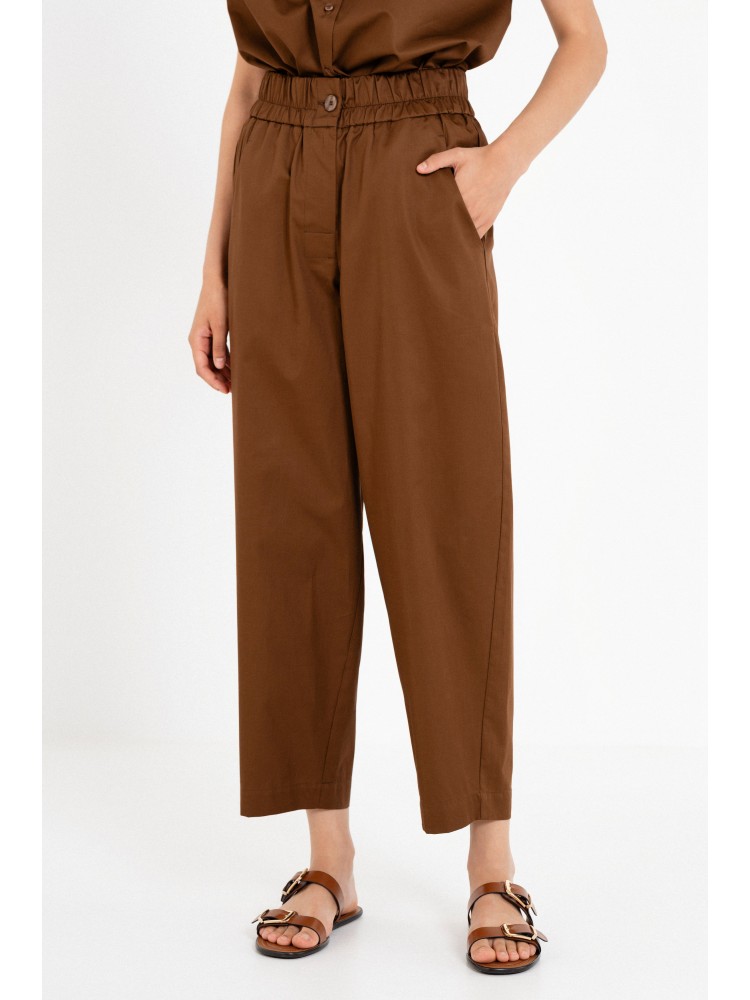 Philosophy brown poplin barrel pants