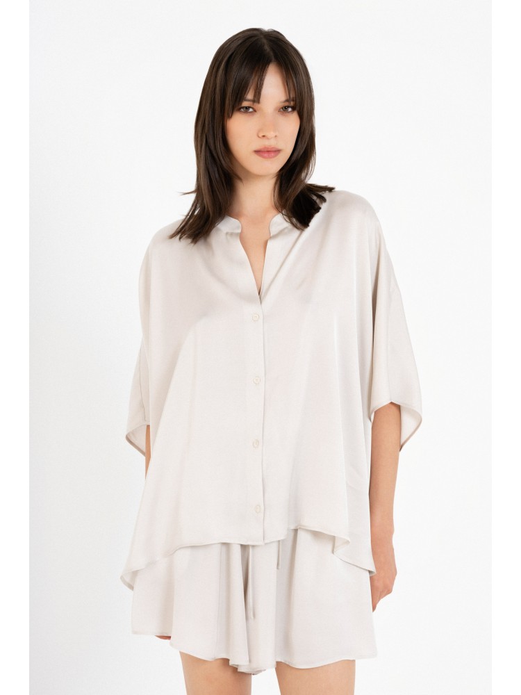 Philosophy dusty white satin fine ecovero oversized shirt