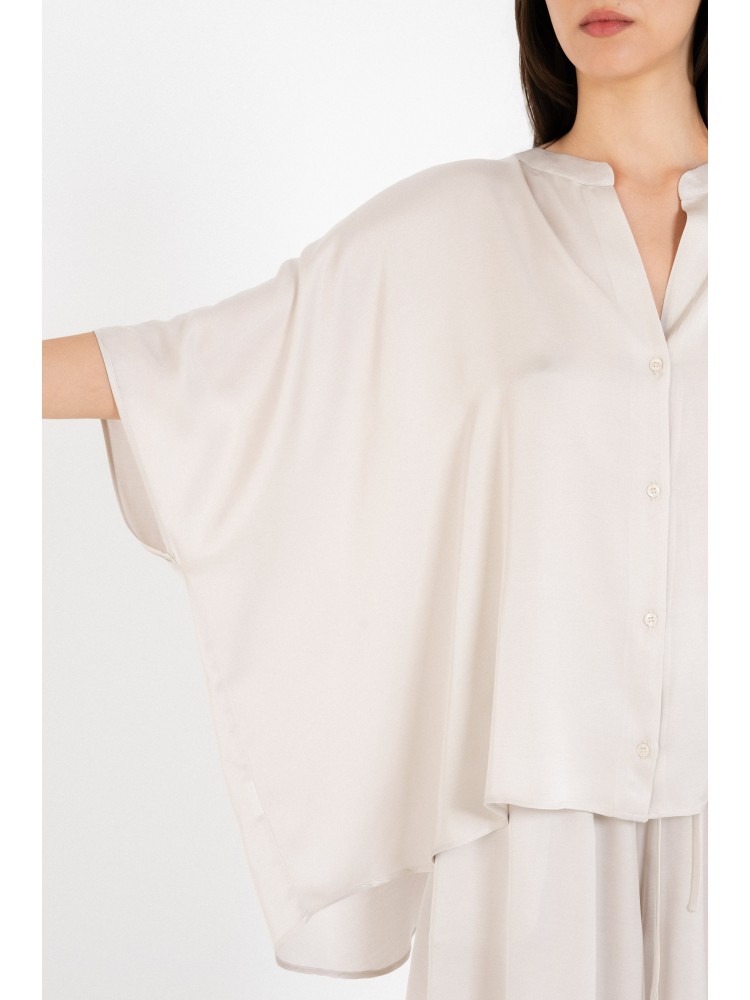 Philosophy dusty white satin fine ecovero oversized shirt