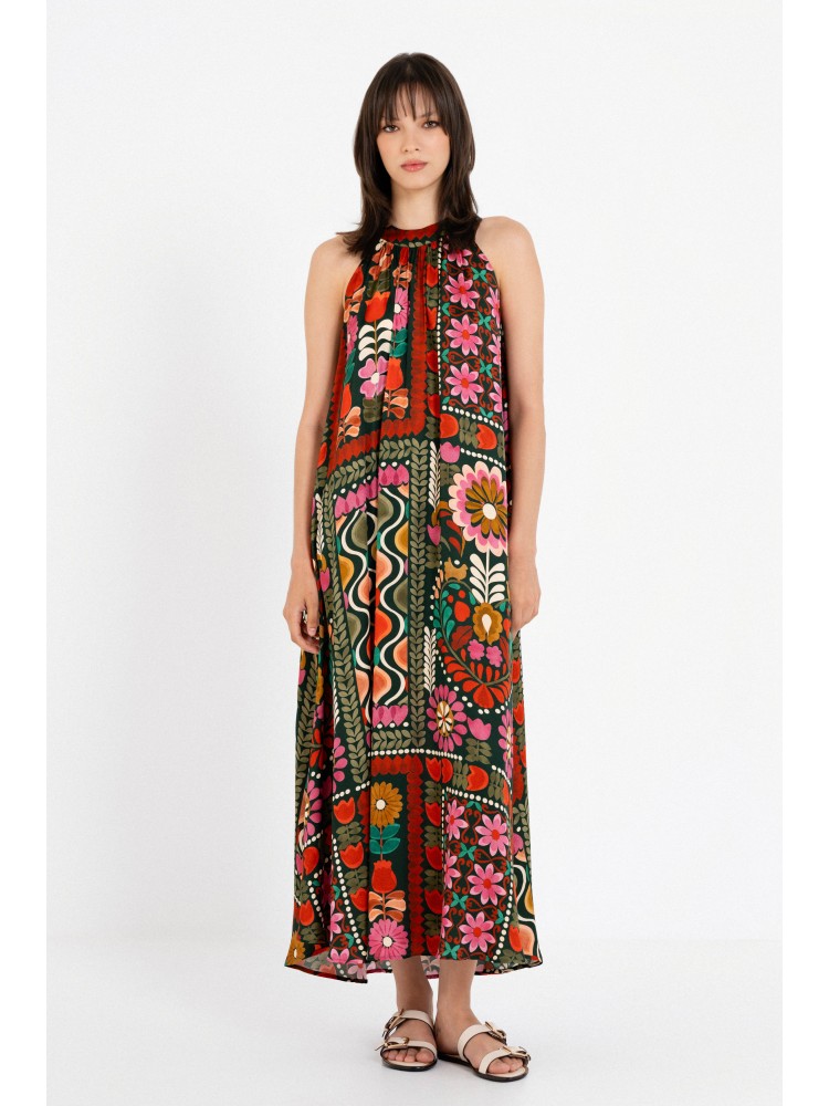 Philosophy satin print halter neck dress