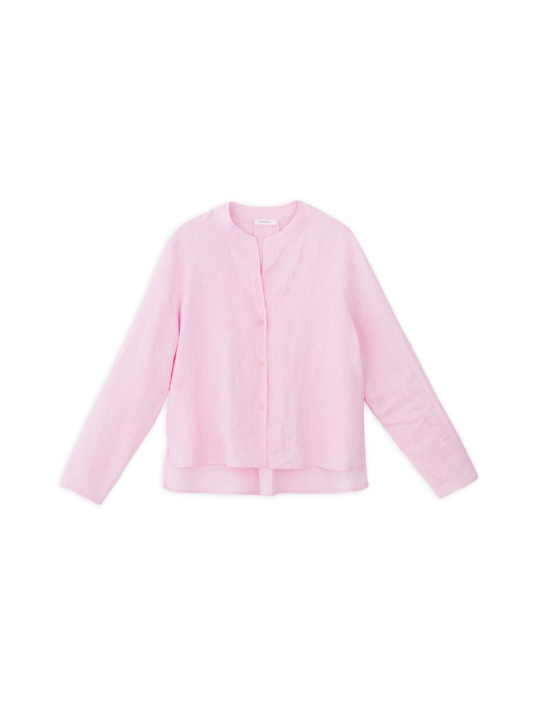 Philosophy ροζ λινό κοντό πουκάμισο