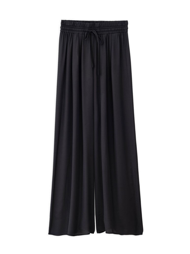 Philosophy off black satin fine ecovero wide-leg pants