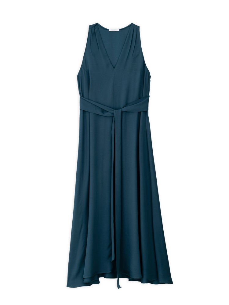 Philosophy dark emerald v-neck satin fine ecovero maxi dress
