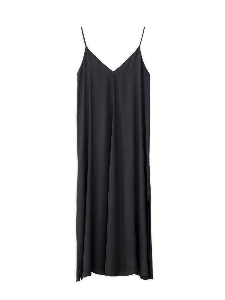 Philosophy off black satin fine ecovero maxi dress