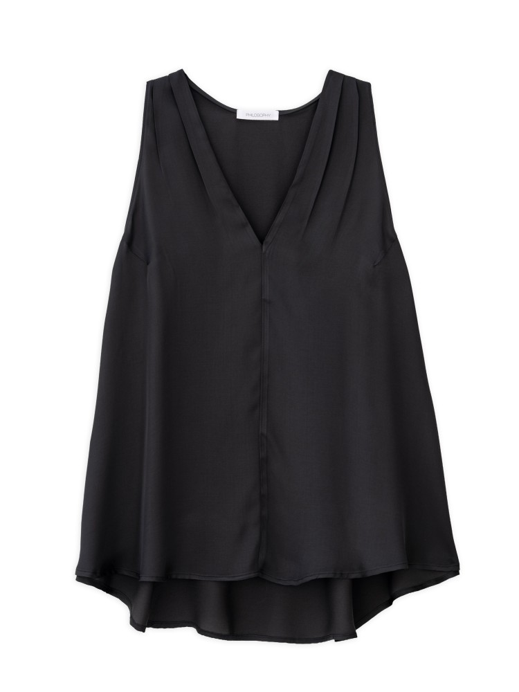 Philosophy black satin fine ecovero top
