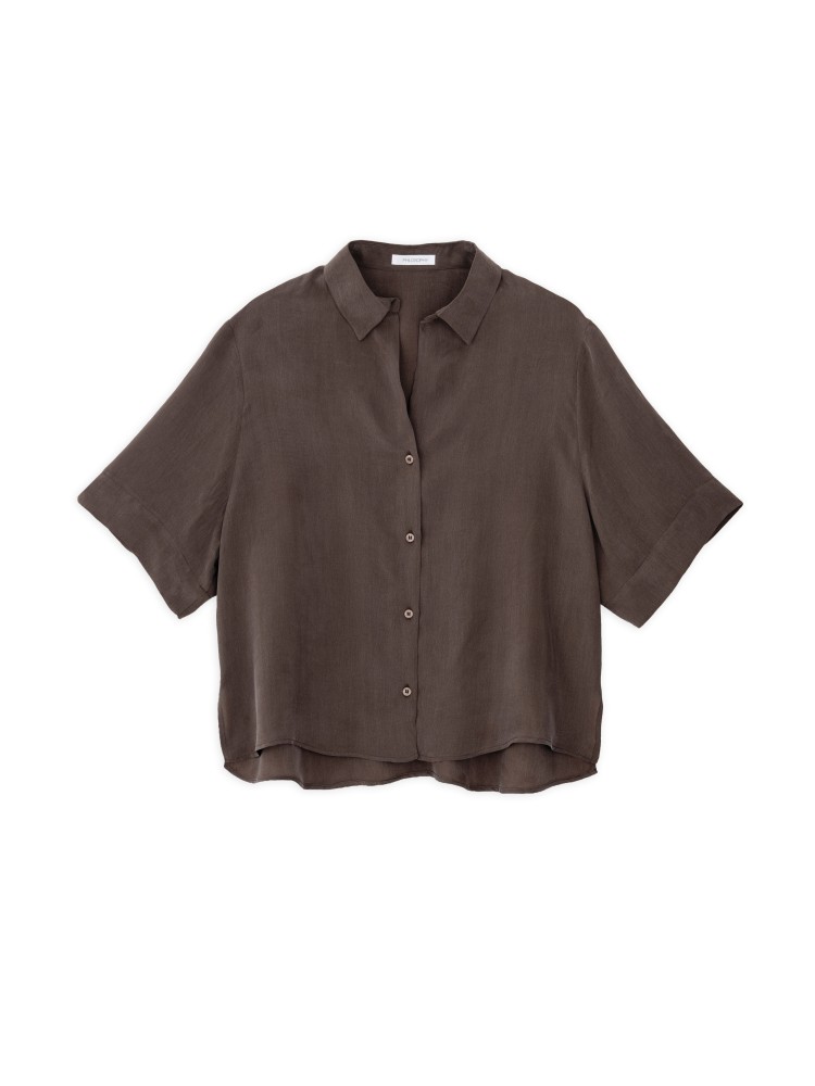 Philosophy brown cupro short-sleeve shirt