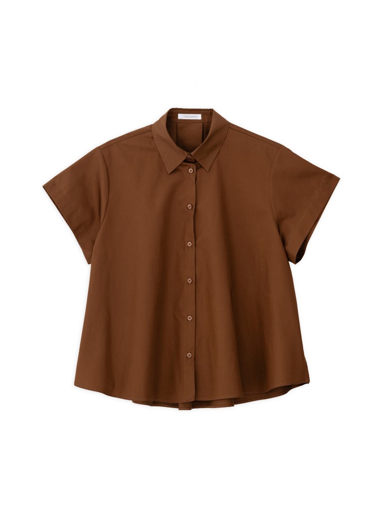 Philosophy brown poplin short- sleeve shirt