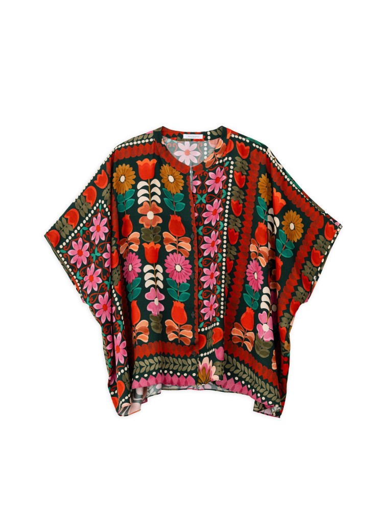 Philosophy red printed batwing sleeve shirt