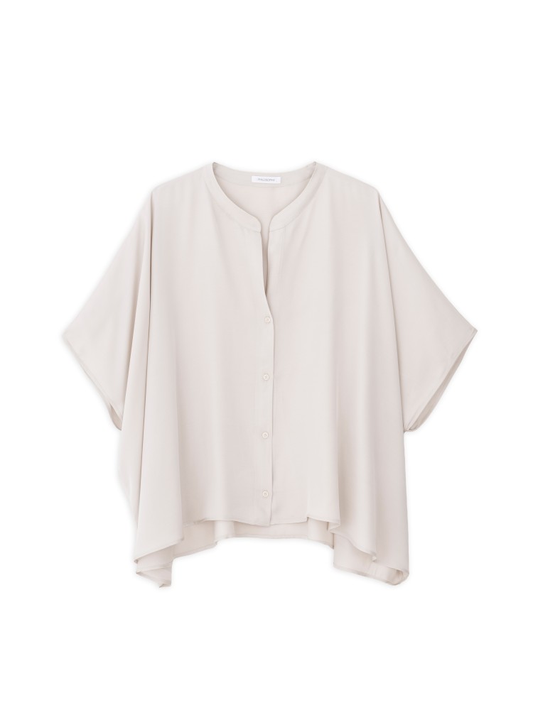 Philosophy dusty white satin fine ecovero oversized shirt