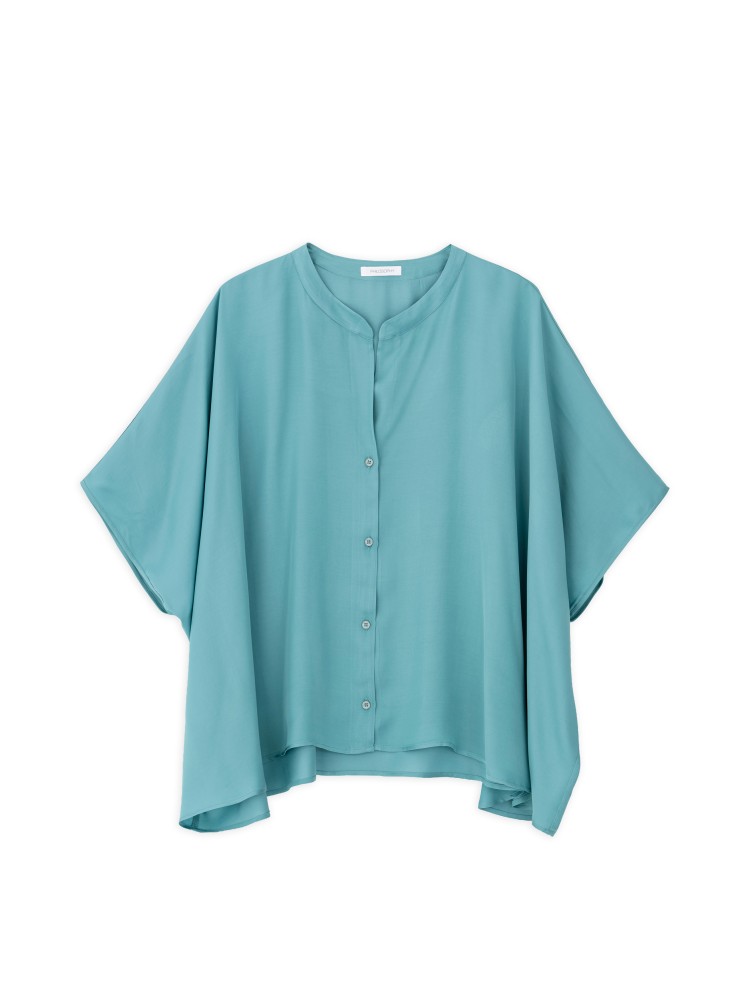 Philosophy teal satin fine ecovero oversized shirt