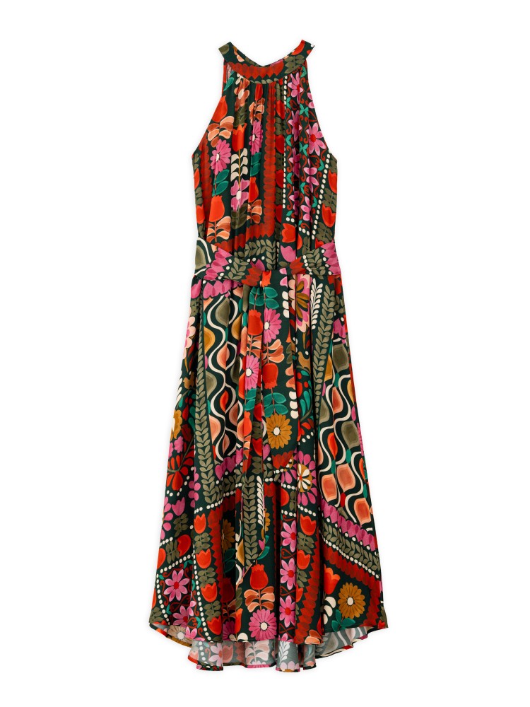 Philosophy satin print halter neck dress