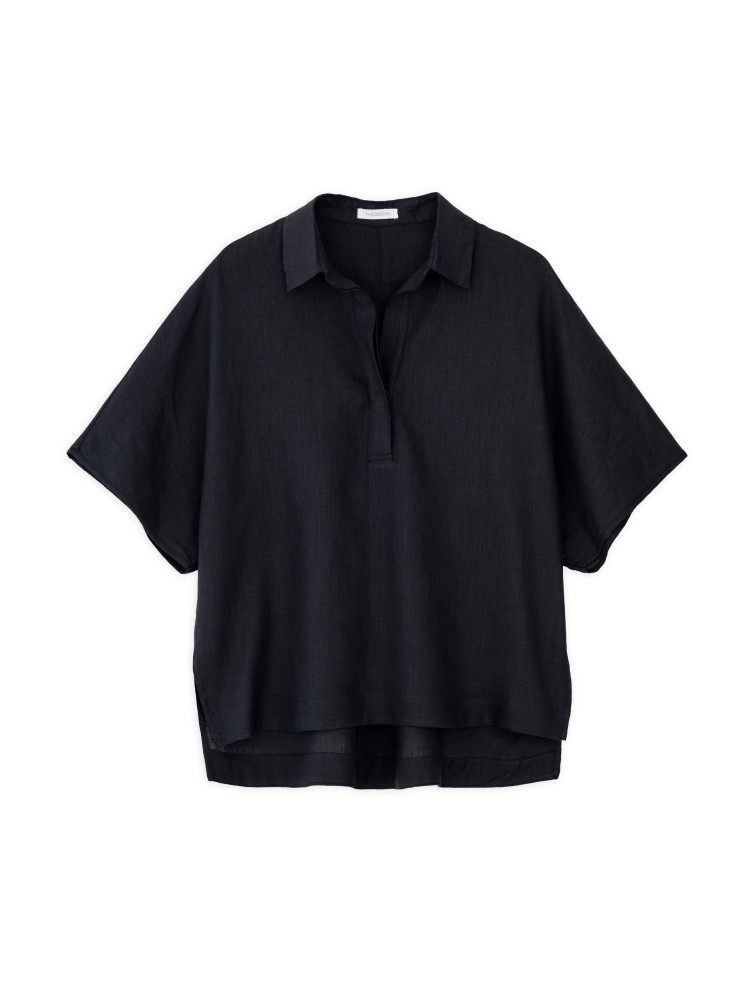 Philosophy black linen oversized blouse