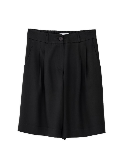Philosophy black lyocell pleated shorts