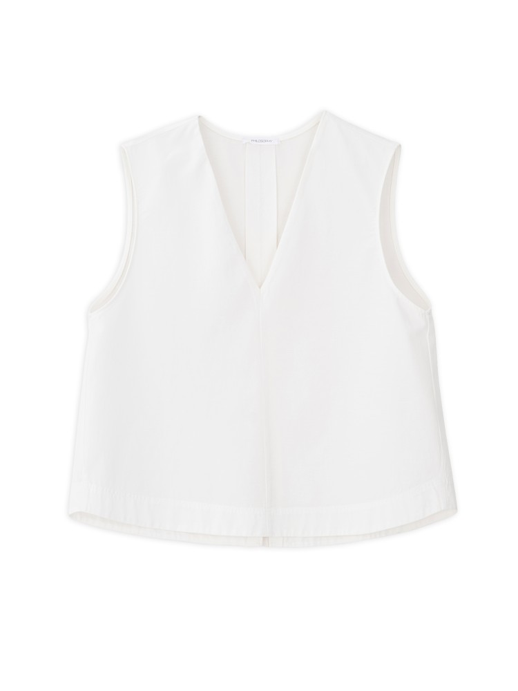 Philosophy off white cotton lyocell cropped top