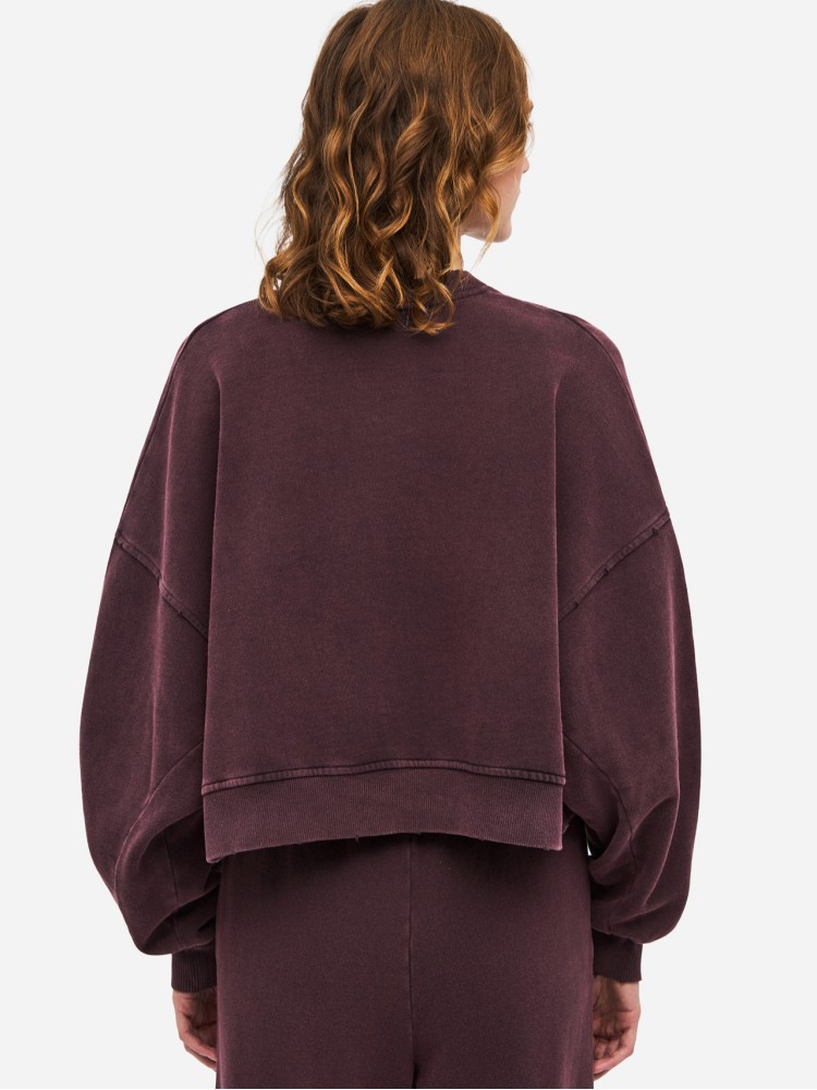 Dirty Laundry vintage cocoa oversized crewneck φούτερ με ακατέργαστες λεπτομέρειες