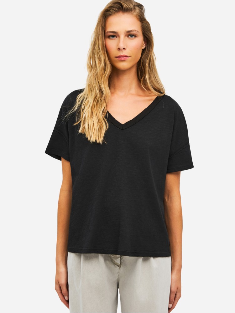 Dirty Laundry μαύρο oversized v-neck t-shirt