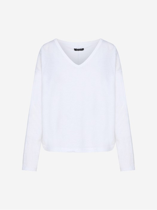 Dirty Laundry άσπρο v-neck μακρυμάνικο relaxed t-shirt 
