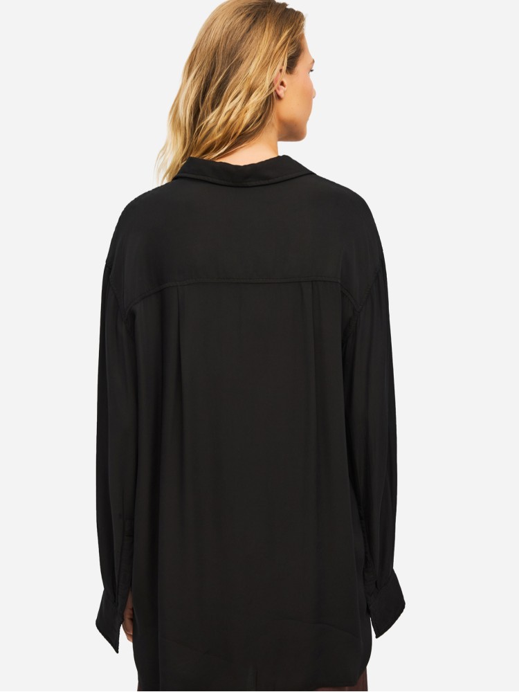 Dirty Laundry μαύρο σατεν oversized πουκάμισο