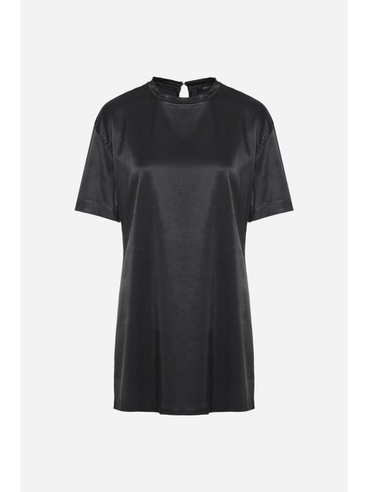 Dirty Laundry μαύρο σατινέ T-shirt φόρεμα 
