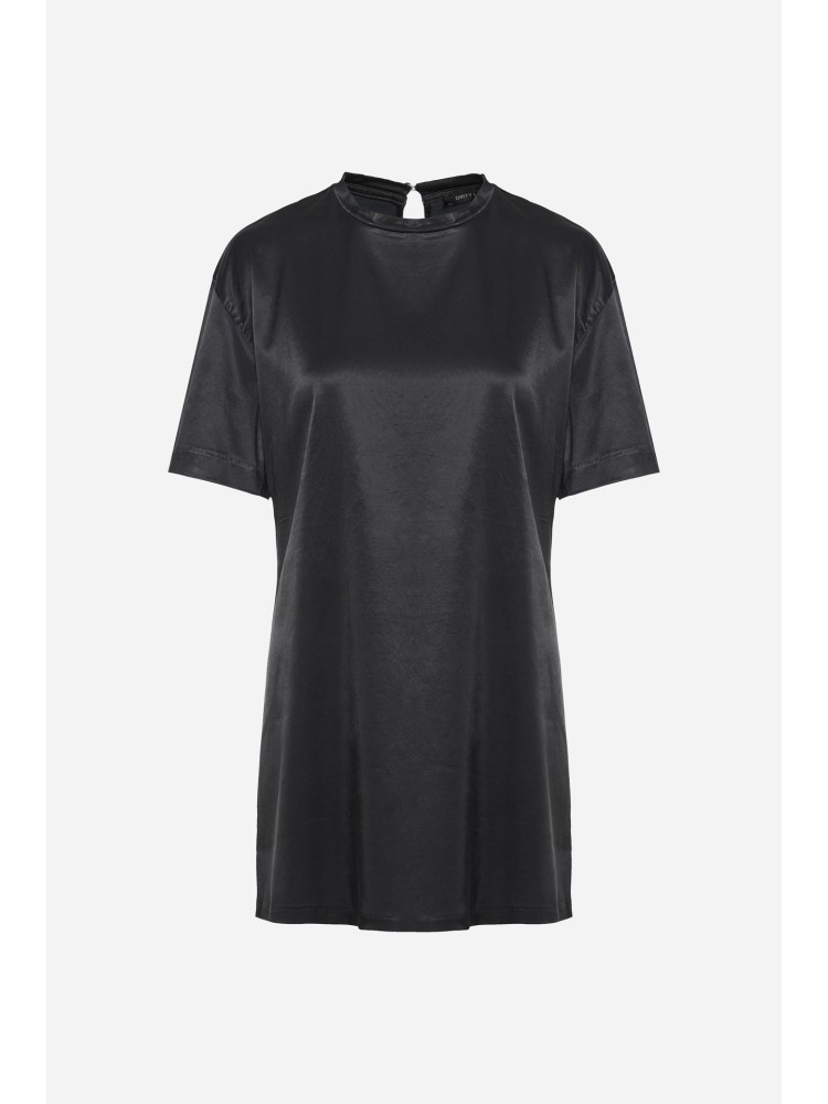 Dirty Laundry μαύρο σατινέ T-shirt φόρεμα 