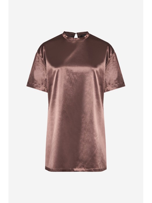 Dirty Laundry cocoa σατινέ T-shirt φόρεμα 