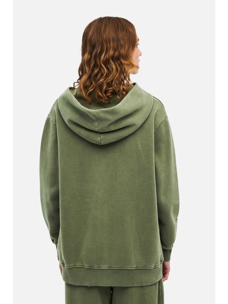 Dirty Laundry vintage χακί fullzip ζακέτα με ακατέργαστες λεπτομέρειες