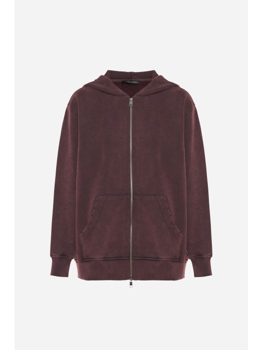 Dirty Laundry vintage cocoa fullzip ζακέτα με ακατέργαστες λεπτομέρειες