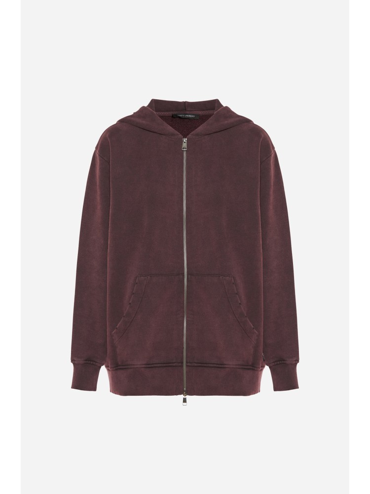 Dirty Laundry vintage cocoa fullzip ζακέτα με ακατέργαστες λεπτομέρειες