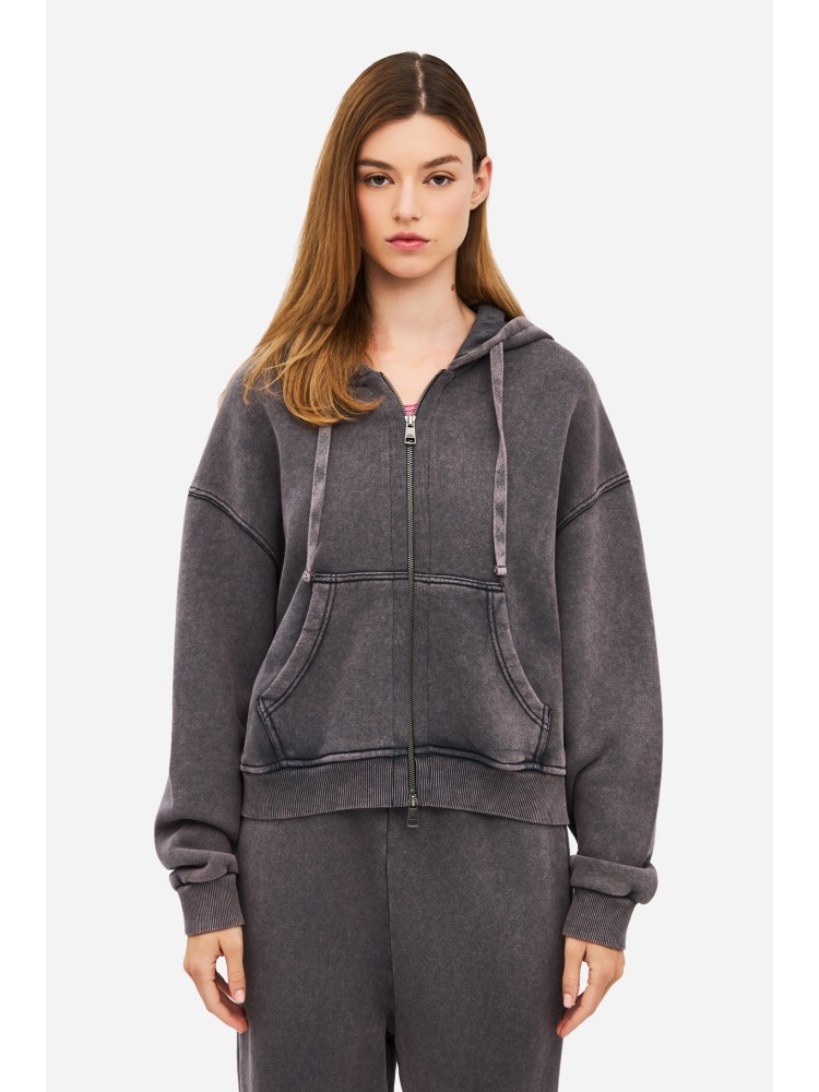 Dirty Laundry vintage grey cropped fullzip cardigan with seaming 