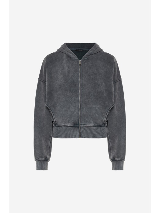 Dirty Laundry vintage γκρι cropped fullzip ζακέτα με έντονες ραφές