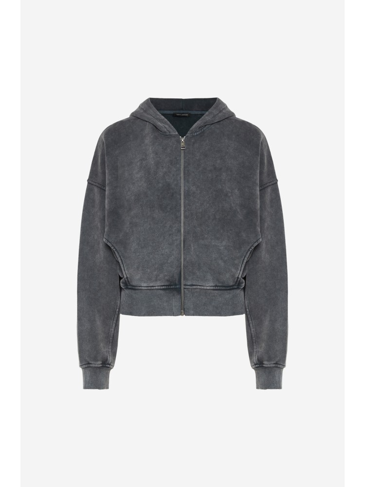 Dirty Laundry vintage γκρι cropped fullzip ζακέτα με έντονες ραφές