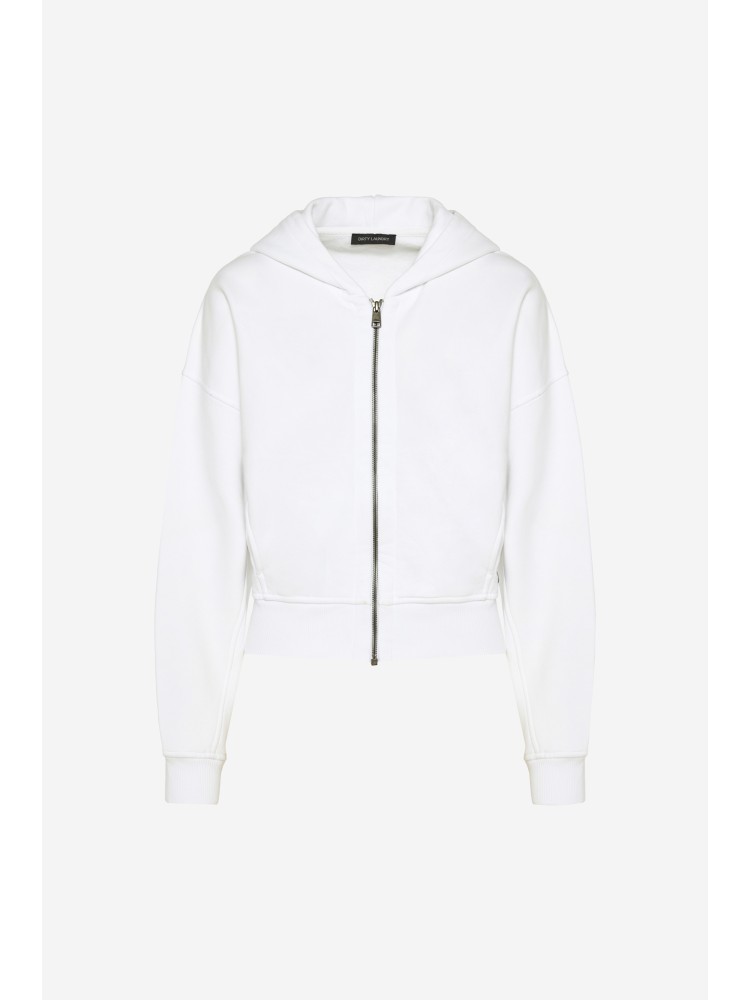 Dirty Laundry white cropped fullzip cardigan with seaming 