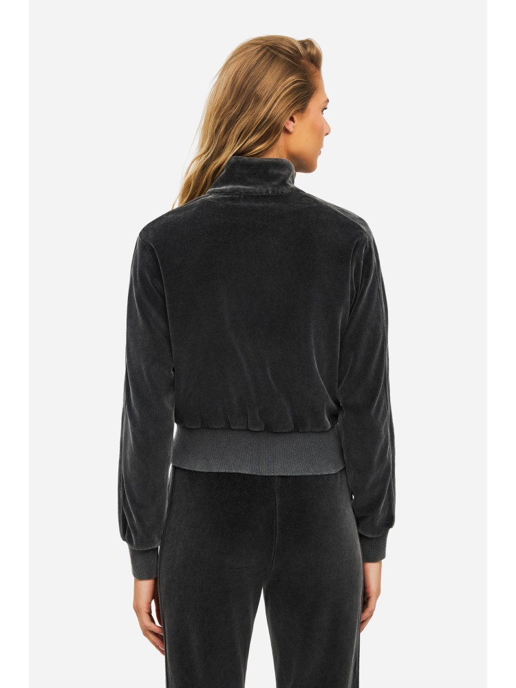 Dirty Laundry vintage μαύρη funnel neck full zip βελούρ ζακέτα