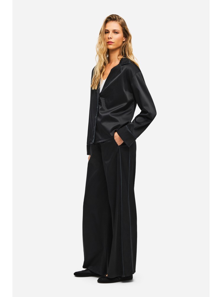 Dirty Laundry μαύρο σατινέ wide leg παντελόνι