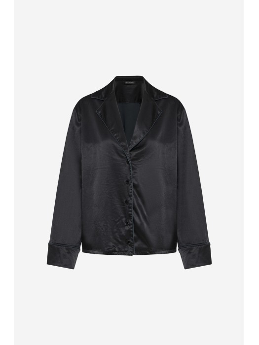 Dirty Laundry μαύρο σατεν oversized πουκάμισο με φαρδιά μανίκια
