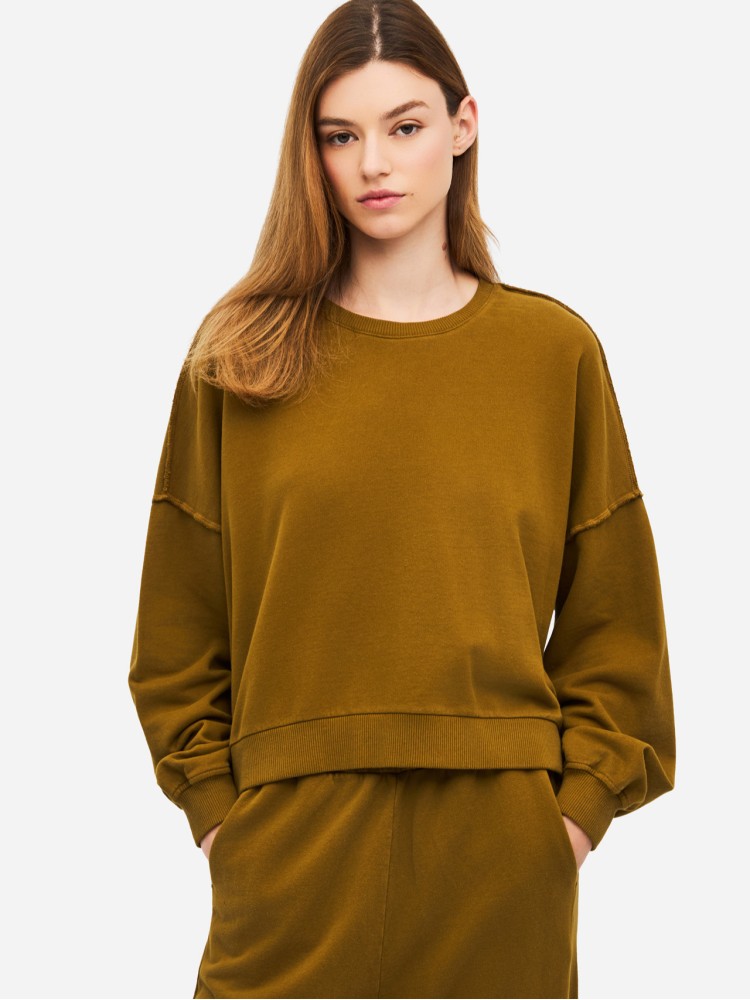 Dirty Laundry olive assymetric crewneck sweater