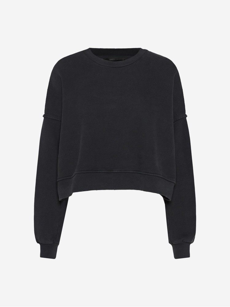 Dirty Laundry black oversized crewneck φούτερ με ακατ΄΄εργαστες λεπτομέρειες
