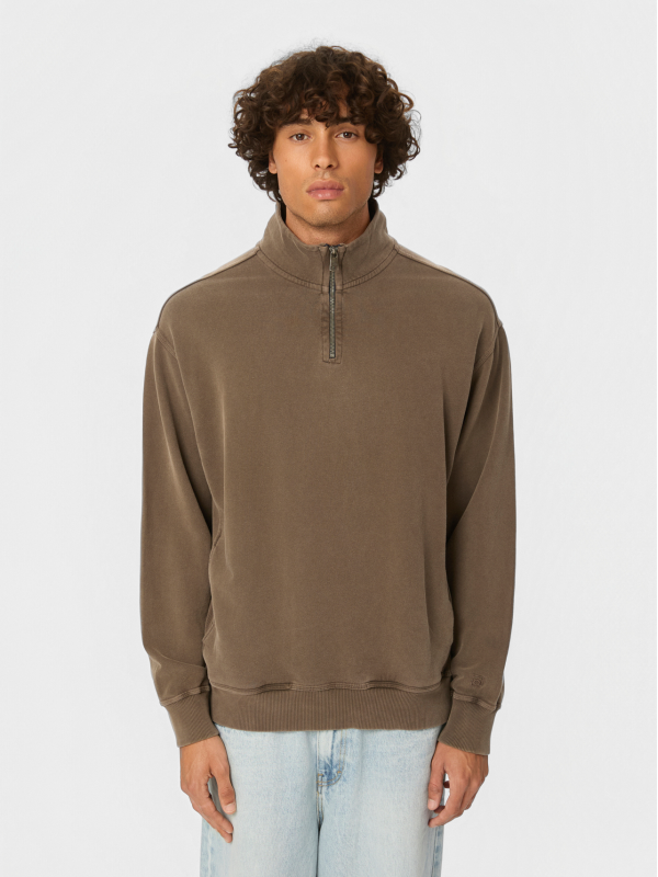 Dirty Laundry vintage μόκα μακρυμάνικη μπλούζα με φερμουάρ στο λαιμό