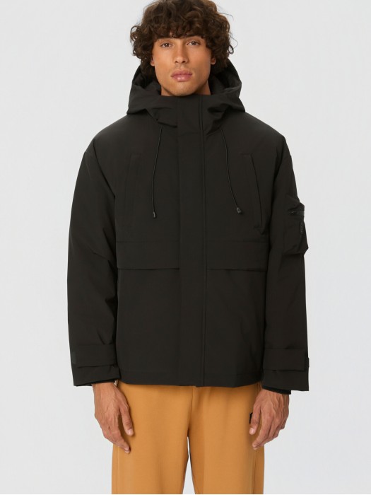 Dirty Laundry μαύρο μπουφάν με κουκούλα και εργονομικές τσέπες