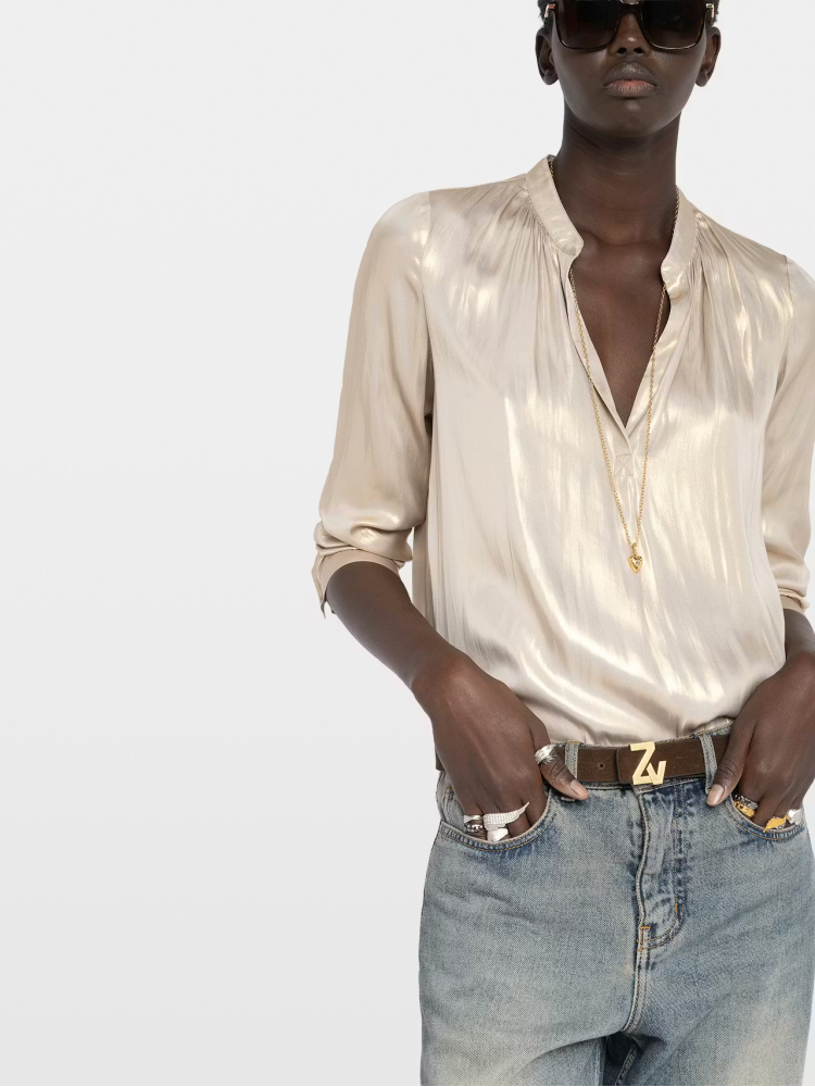 Zadig&Voltaire tink σατέν χρυσή μακρυμάνικη μπλούζα