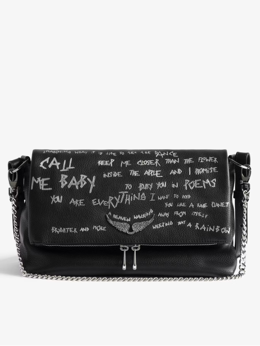 Zadig&Voltaire μαύρη rocky II graffiti τσάντα