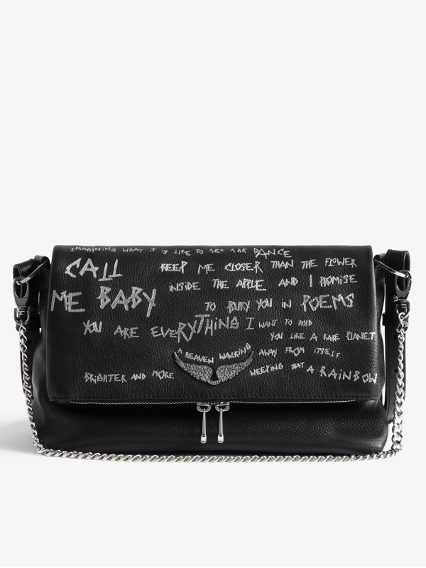 Zadig&Voltaire μαύρη rocky II graffiti τσάντα