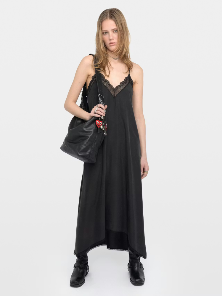 Zadig&Voltaire risty black silk midi dress